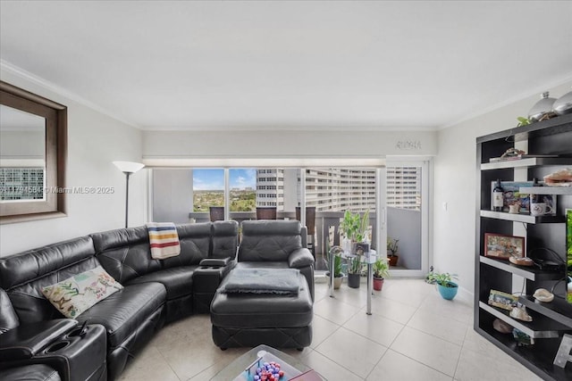 2100 S Ocean Dr Unit 10E, Fort Lauderdale, FL 33316 - living room with tile patterned flooring and ornamental molding