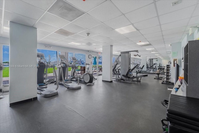 2100 S Ocean Dr Unit 10E, Fort Lauderdale, FL 33316 - workout area featuring a drop ceiling
