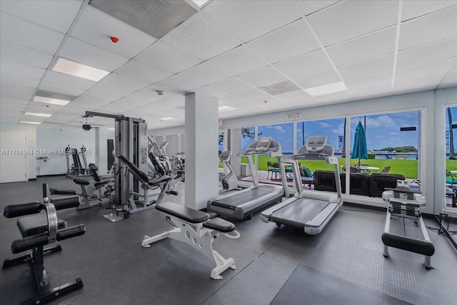 2100 S Ocean Dr Unit 10E, Fort Lauderdale, FL 33316 - exercise room with a drop ceiling