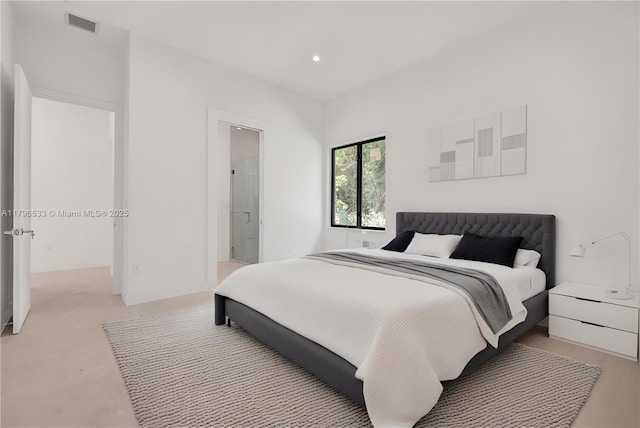 bedroom featuring recessed lighting and visible vents