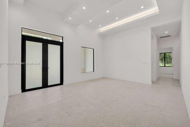 spare room with recessed lighting