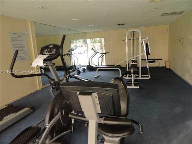 workout area with visible vents