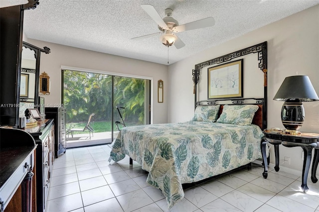 8215 NW 85th Ave, Tamarac, FL 33321 - bedroom with ceiling fan, a textured ceiling, and access to outside