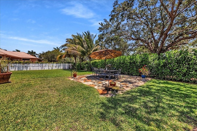 view of yard featuring a patio area and fence