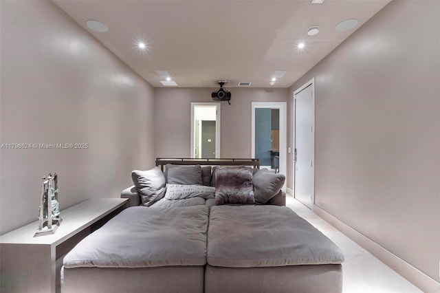 bedroom with visible vents and recessed lighting