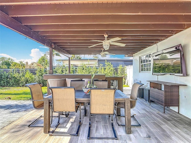 17931 NW 85th Ave, Hialeah, FL 33015 - deck with outdoor dining space and a ceiling fan