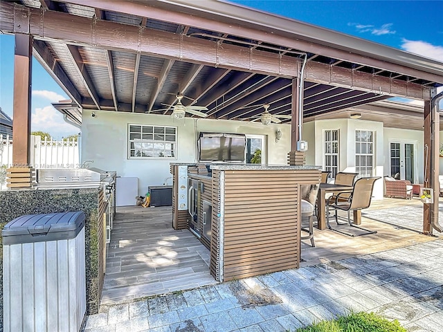 17931 NW 85th Ave, Hialeah, FL 33015 - wooden terrace featuring exterior bar and ceiling fan