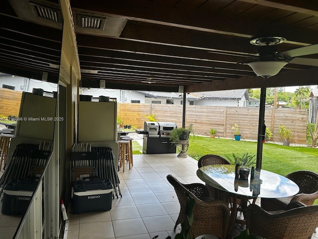 5718 Monroe St, Hollywood, FL 33023 - view of patio featuring outdoor dining space, ceiling fan, and fence