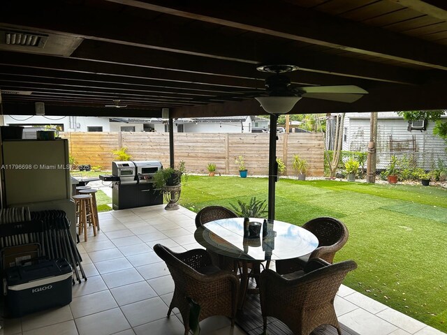 5718 Monroe St, Hollywood, FL 33023 - view of patio featuring ceiling fan, fence, and outdoor dining area