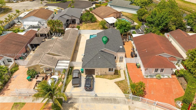 drone / aerial view with a residential view