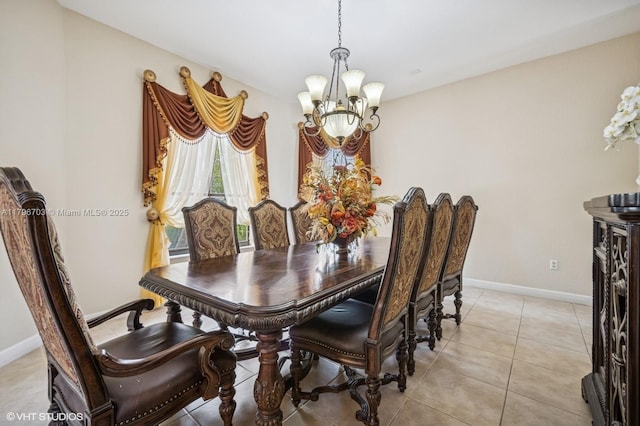 19058 SW 17th Ct, Miramar, FL 33029 - dining space with a chandelier, baseboards, and light tile patterned floors