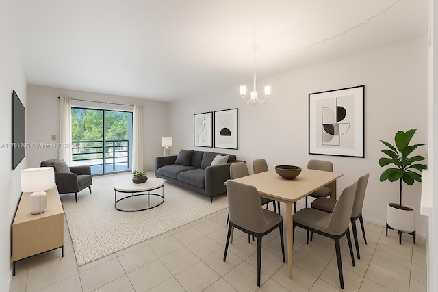 14859 SW 104th St Unit 8-203, Miami, FL 33196 - dining space featuring a chandelier and light tile patterned floors