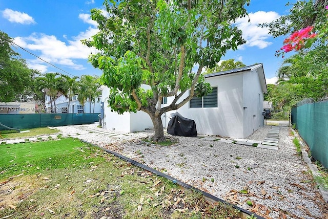 back of property featuring stucco siding and a fenced backyard