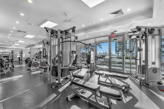 11 Island Ave Unit 407, Miami Beach, FL 33139 - gym with floor to ceiling windows