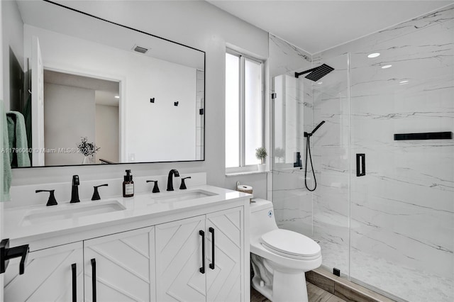 1381 Sago Ln, Weston, FL 33327 - bathroom with toilet, a sink, and a marble finish shower