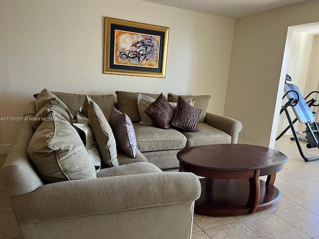 living area with light tile patterned flooring