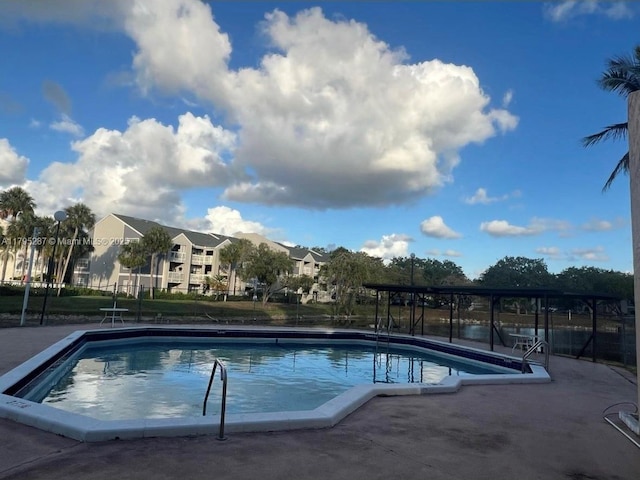 community pool with fence