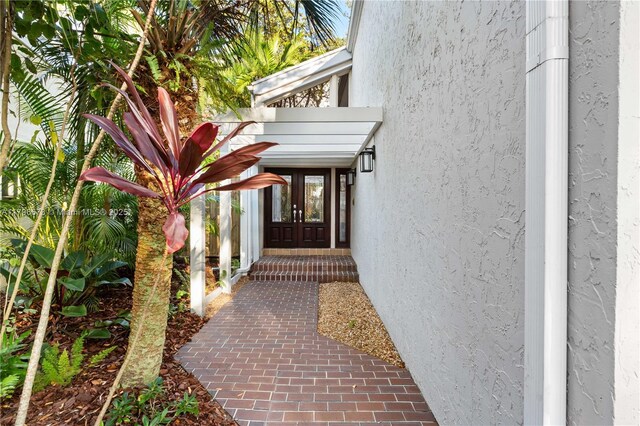 9033 SW 78th Pl, Miami, FL 33156 - entrance to property featuring stucco siding and french doors