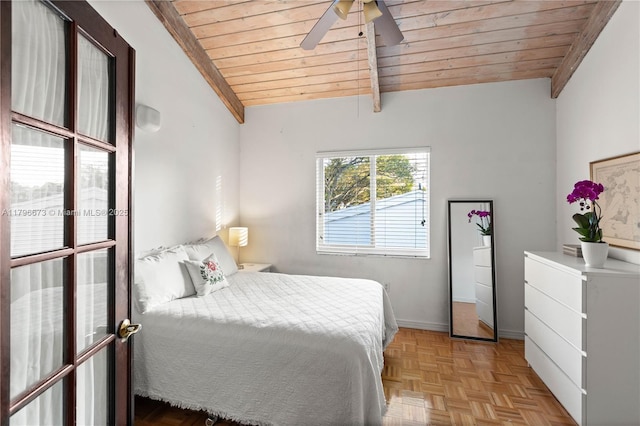 9033 SW 78th Pl, Miami, FL 33156 - bedroom with wood ceiling, baseboards, and ceiling fan