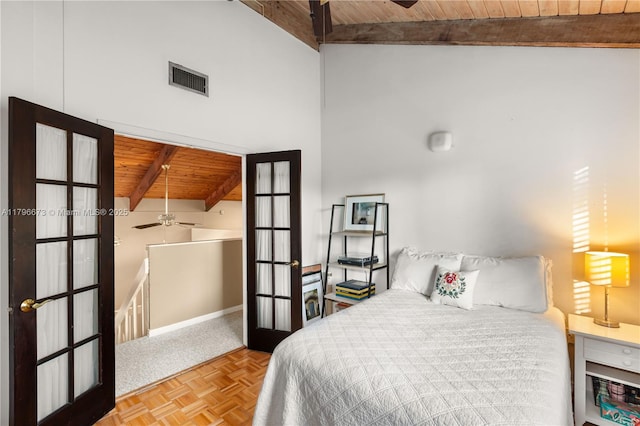 9033 SW 78th Pl, Miami, FL 33156 - bedroom with wood ceiling, french doors, and baseboards