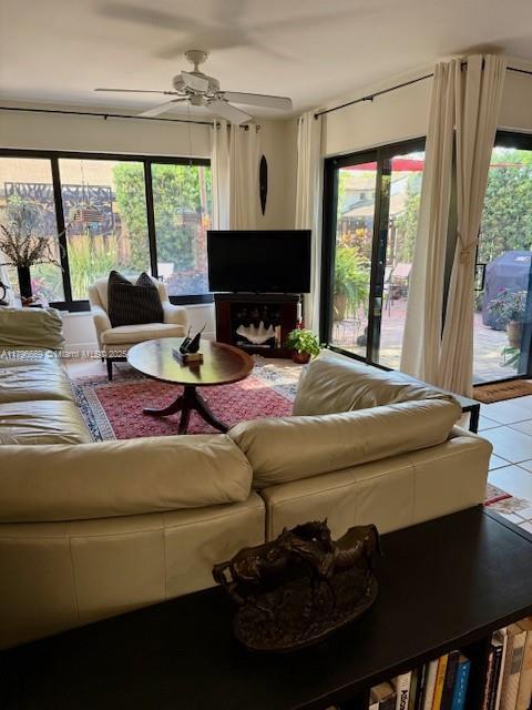 12815 SW 71st Ln, Miami, FL 33183 - living room featuring ceiling fan and tile patterned flooring