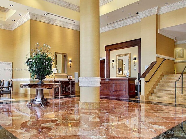 8395 SW 73rd Ave Unit 425, Miami, FL 33143 - reception featuring decorative columns and stairs