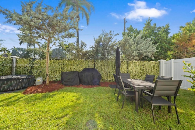view of yard featuring a fenced backyard