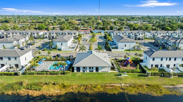 drone / aerial view with a residential view