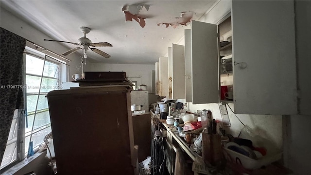 kitchen with a ceiling fan