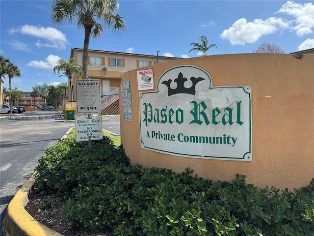 view of community sign