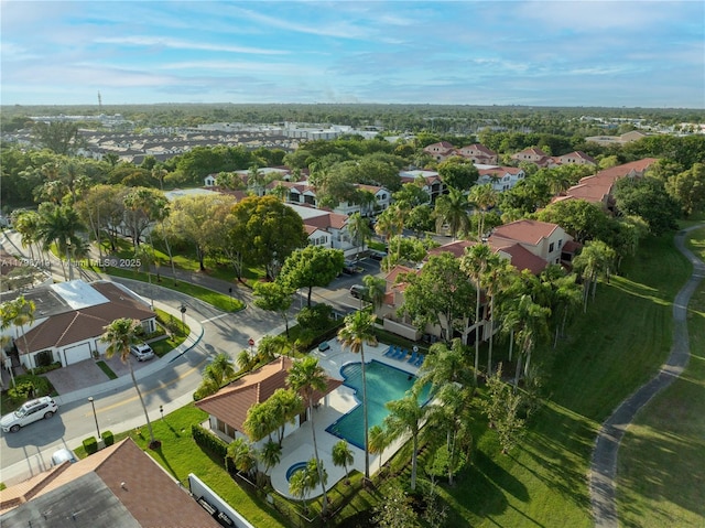 bird's eye view with a residential view