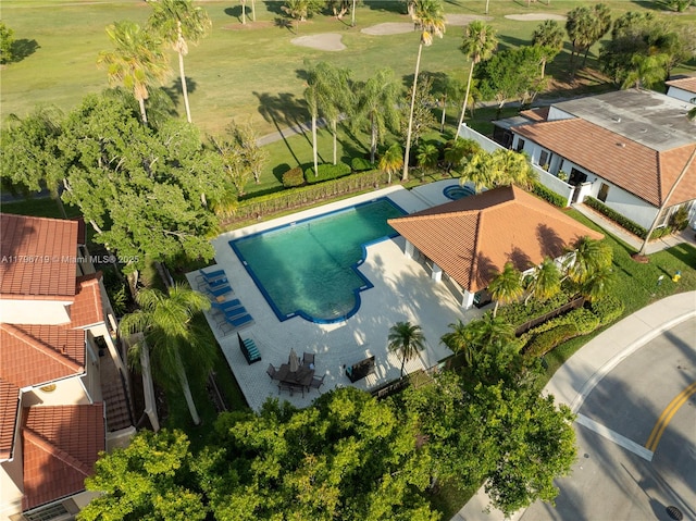 aerial view featuring golf course view