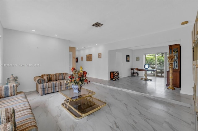 5101 N 37th St, Hollywood, FL 33021 - living room with marble finish floor, recessed lighting, and visible vents
