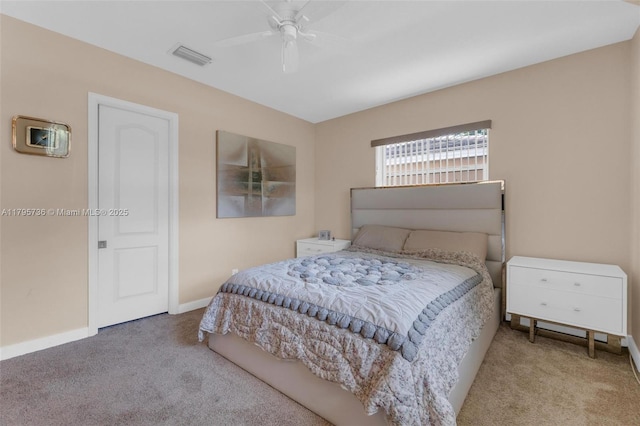 5101 N 37th St, Hollywood, FL 33021 - bedroom featuring carpet flooring, baseboards, a ceiling fan, and visible vents