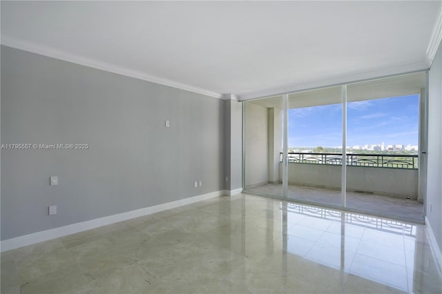 3400 SW 27th Ave Unit 1506, Miami, FL 33133 - empty room with baseboards, crown molding, and expansive windows