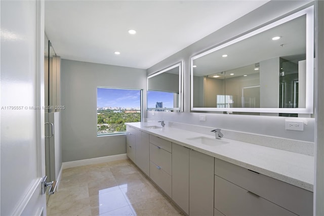 3400 SW 27th Ave Unit 1506, Miami, FL 33133 - bathroom featuring recessed lighting, a sink, and double vanity