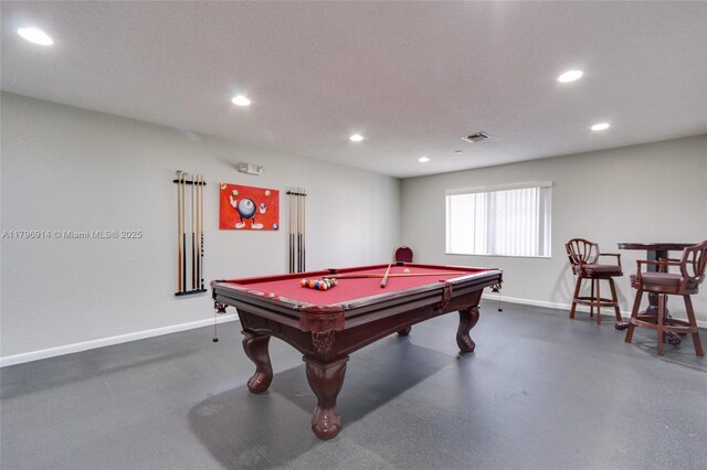 1005 Country Club Dr Unit 307, Margate, FL 33063 - game room featuring finished concrete floors, visible vents, recessed lighting, billiards, and baseboards