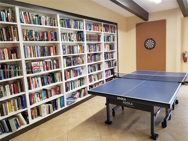 3401 N Country Club Dr Unit 410, Aventura, FL 33180 - game room with beamed ceiling and tile patterned floors