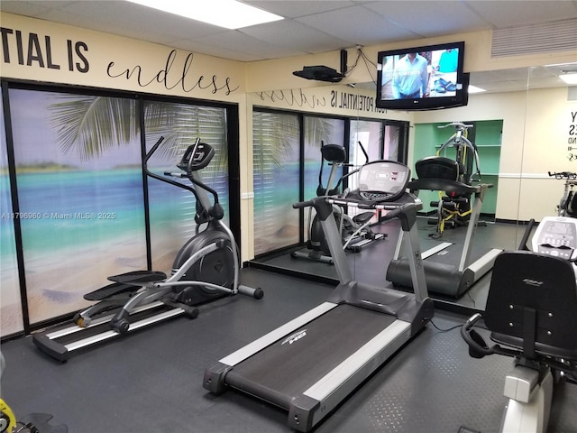 3401 N Country Club Dr Unit 410, Aventura, FL 33180 - gym featuring a paneled ceiling