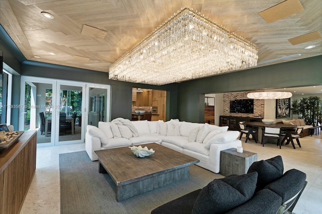 living area with french doors