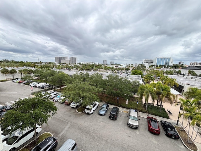 birds eye view of property featuring a city view