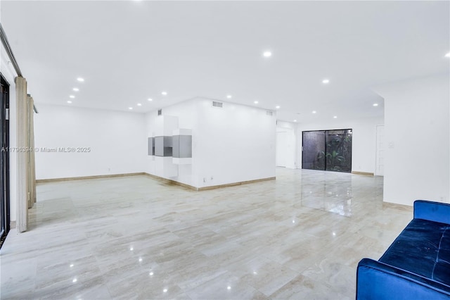 406 Saint Andrews Rd Unit 53, Hollywood, FL 33021 - unfurnished living room with visible vents, baseboards, and recessed lighting