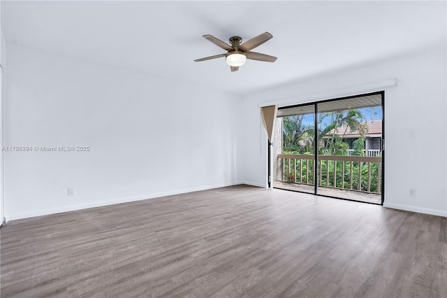 406 Saint Andrews Rd Unit 53, Hollywood, FL 33021 - spare room with wood finished floors, baseboards, and ceiling fan