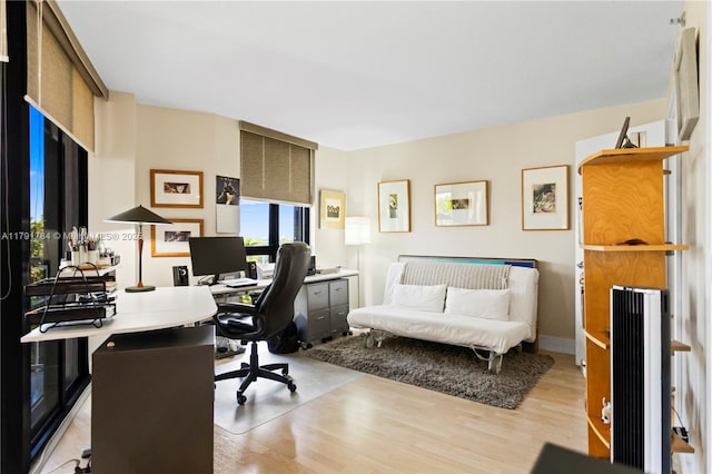 office area featuring light wood-style flooring