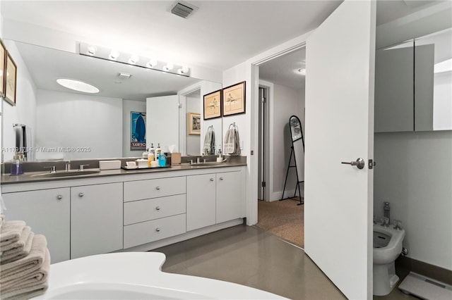 2000 Towerside Ter Unit 710, Miami, FL 33138 - full bathroom with a bidet, double vanity, and a baseboard radiator