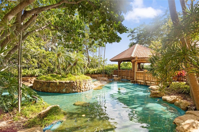 view of pool featuring a gazebo