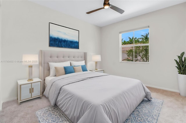 3040 NW 126th Ave, Sunrise, FL 33323 - bedroom with light carpet, baseboards, and ceiling fan