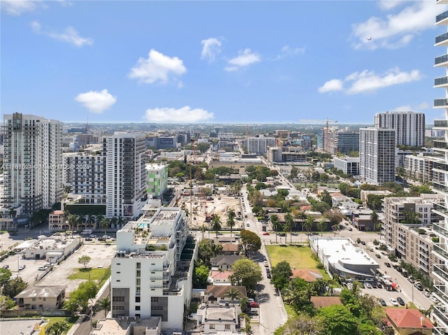 drone / aerial view with a city view