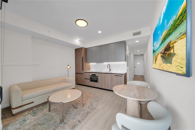 580 72nd St Unit 1513, Miami Beach, FL 33141 - living room featuring light tile patterned floors, visible vents, and recessed lighting