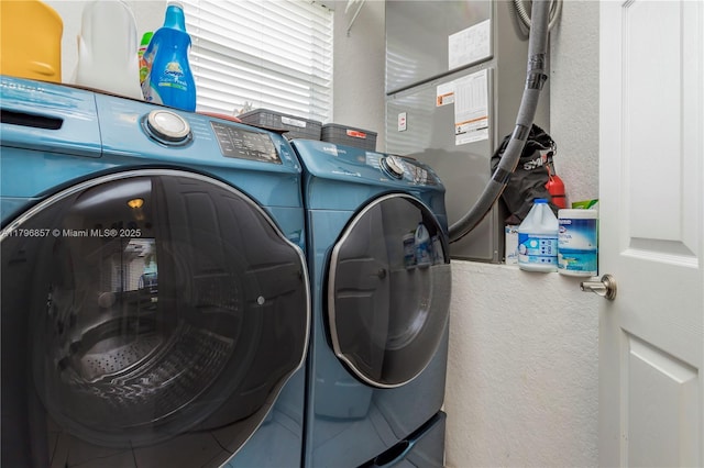 16724 NW 8th St, Pembroke Pines, FL 33028 - washroom featuring laundry area, washer and clothes dryer, and a textured wall